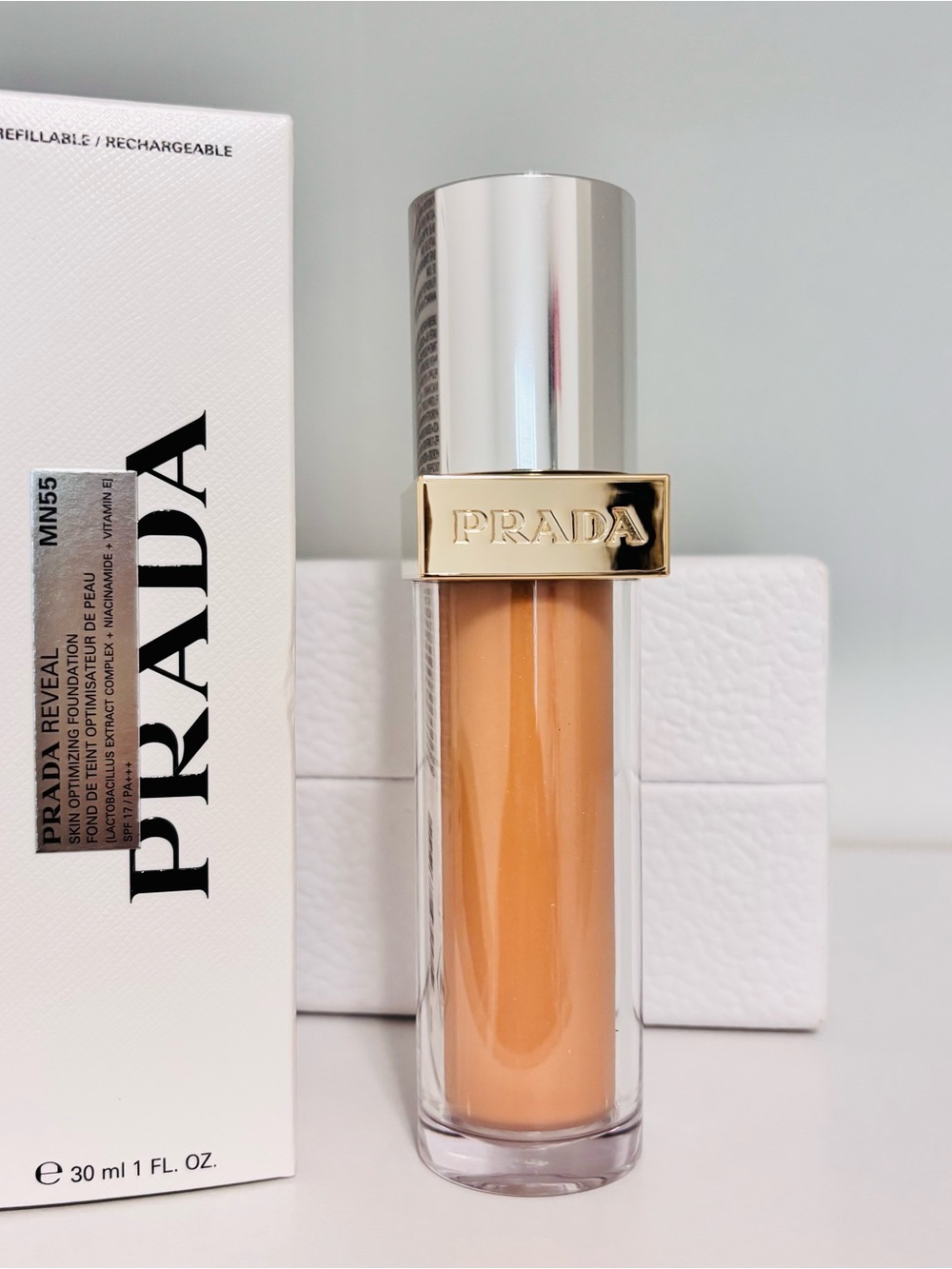 Prada Women Refillable Foundation - Warm Beige with Gold Trim